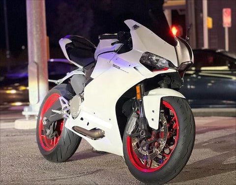 Ducati 959 Panigale Fairings (2015-2020) White Half, Matte Black Half at KingsMotorcycleFairings.com