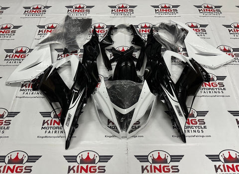 Fairing kit for a Kawasaki ZX6R 636 (2013-2018) Black & White at KingsMotorcycleFairings.com