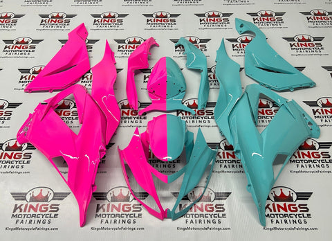 Fairing kit for a Kawasaki ZX6R 636 (2013-2018) Pink, Turquoise Blue at KingsMotorcycleFairings.com