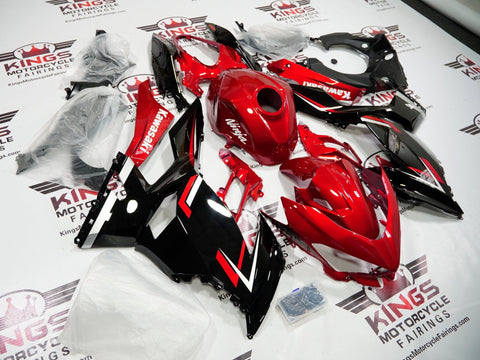 Kawasaki Ninja 400 Fairings (2018-2023) Black, Candy Red at KingsMotorcycleFairings.com