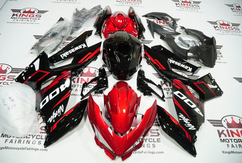 Kawasaki Ninja 400 Fairings (2018-2023) Black, Candy Red, White at KingsMotorcycleFairings.com