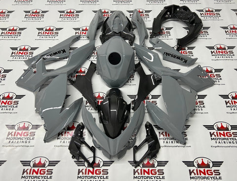 Kawasaki Ninja 400 Fairings (2018-2023) Nardo Gray, Faux Carbon Fiber at KingsMotorcycleFairings.com