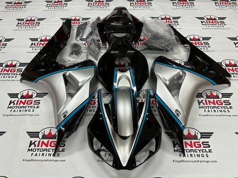 Honda CBR1000RR Fairings (2006-2007) Black, Silver, Blue Pinstripe at KingsMotorcycleFairings.com