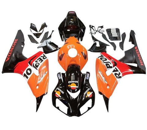 Honda CBR1000RR Fairings (2006-2007) Black, Orange, Red Repsol at KingsMotorcycleFairings.com