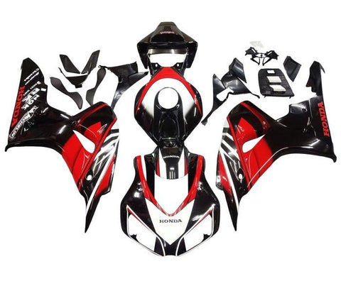 Honda CBR1000RR Fairings (2006-2007) Black, Red, White Stripe at KingsMotorcycleFairings.com