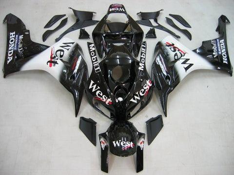 Honda CBR1000RR Fairings (2006-2007) Black, White, West Mobil1 at KingsMotorcycleFairings.com