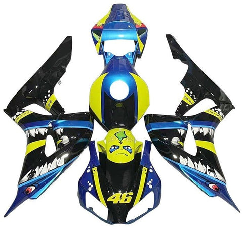 Honda CBR1000RR Fairings (2006-2007) Blue, Black, Yellow Shark at KingsMotorcycleFairings.com