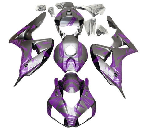 Honda CBR1000RR Fairings (2006-2007) Silver, Purple Geo at KingsMotorcycleFairings.com