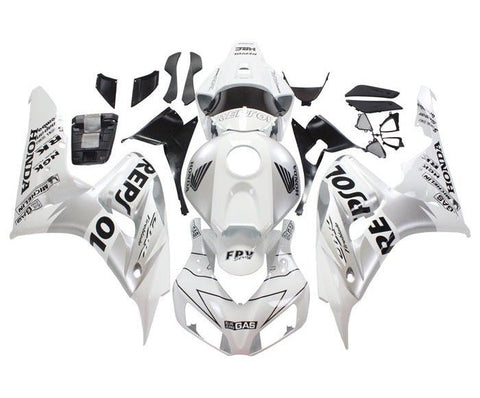 Honda CBR1000RR Fairings (2006-2007) White, Silver Repsol at KingsMotorcycleFairings.com