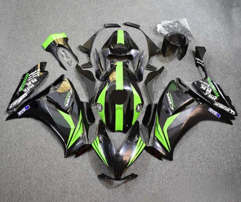 Honda CBR1000RR Fairings (2012-2016) Black, Green Stripe at KingsMotorcycleFairings.com