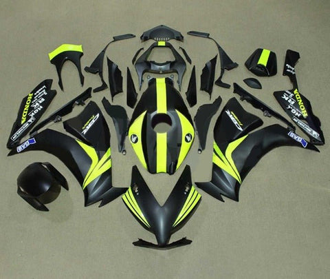 Honda CBR1000RR Fairings (2012-2016) Matte Black, Yellow Stripe at KingsMotorcycleFairings.com