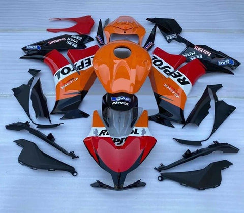 Honda CBR1000RR Fairings (2012-2016) Red, Orange Repsol at KingsMotorcycleFairings.com