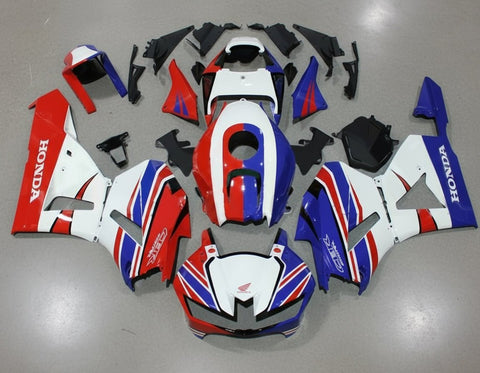 Honda CBR600RR Fairing Kit (2026) White, Red, Blue Stripes at KingsMotorcycleFairings.com