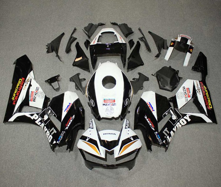 Honda CBR 600RR Fairings (2013-2023) White, Black Playboy