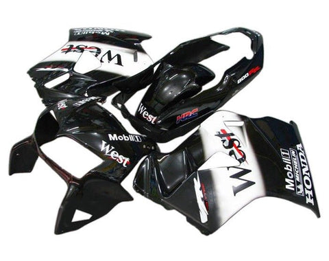 Honda VFR800 Fairings (1998-2001) Black, White West at KingsMotorcycleFairings.com