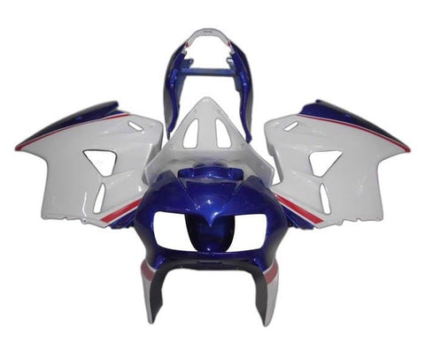 Honda VFR800 Fairings (1998-2001) White, Blue, Red Stripe at KingsMotorrcycleFairings.com