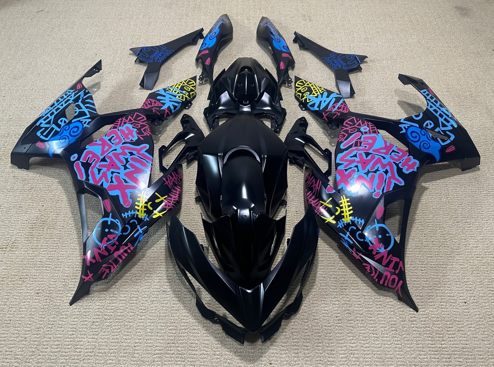 Fairings for Kawasaki Ninja 400 - Matte Black, Blue, Jinx