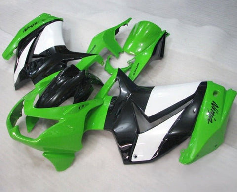 Kawasaki Ninja 250R Fairings (2008-2013) Green, Black, White Stripe at KingsMotorcycleFairings.com