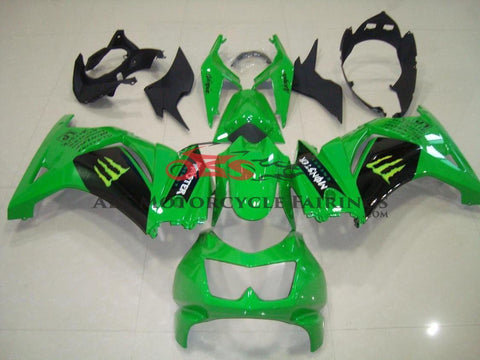 Kawasaki Ninja 250R Fairings (2008-2013) Green, Black, White, Monster Energy at KingsMotorcycleFairings.com