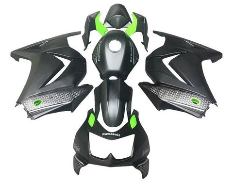 Kawasaki Ninja 250R Fairings (2008-2013) Matte Black, Green, Gray Pattern at KingsMotorcycleFairings.com