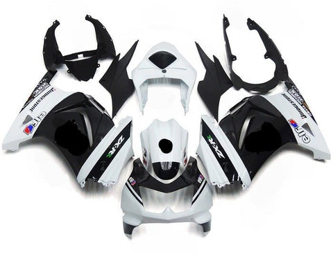 Kawasaki Ninja 250R Fairings (2008-2013) White, Black Stripe, Elf at KingsMotorcycleFairings.com