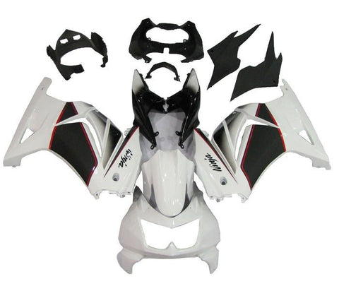 Kawasaki Ninja 250R Fairings (2008-2013) White, Black, Red Pinstripe at KingsMotorcycleFairings.com