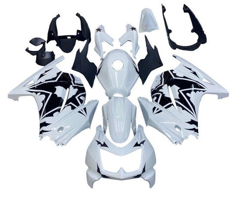 Kawasaki Ninja 250R Fairings (2008-2013) White, Black, Stars at KingsMotorcycleFairings.com