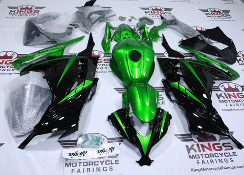 Kawasaki Ninja 300 Fairings (2013-2024) Green Metallic, Black at KingsMotorcycleFairings.com
