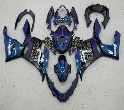 Kawasaki Ninja 400 Fairings (2018-2023) Blue, Purple, Black, Gold, White at KingsMotorcycleFairings.com