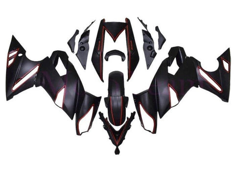 Kawasaki Ninja 650 Fairings (2009-2011) Matte Black, Red Stripe at KingsMotorcycleFairings.com