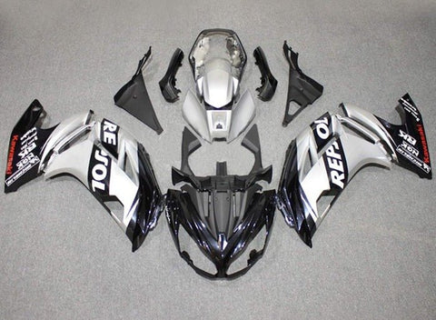 Kawasaki Ninja 650 Fairings (2012-2016) Silver, Black, Repsol at KingsMotorcycleFairings.com