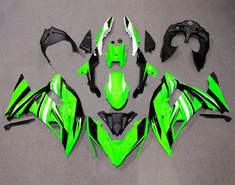 Kawasaki Ninja 650R Fairings (2017-2019) Green, Black, White Stripe at KingsMotorcycleFairings.com