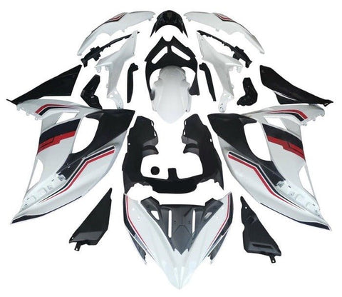 Kawasaki Ninja 650R Fairings (2017-2019) White, Black, Red Stripe at KingsMotorcycleFairings.com