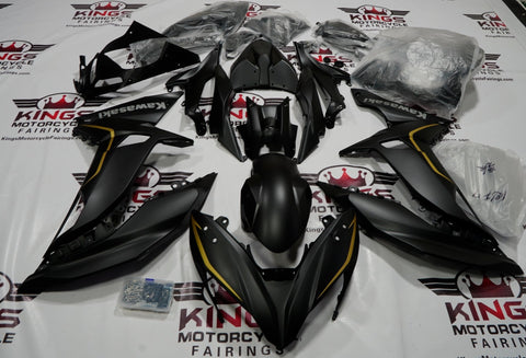 Kawasaki Ninja 650 Fairings (2017-2019) Matte Black, Matte Gold at KingsMotorcycleFairings.com