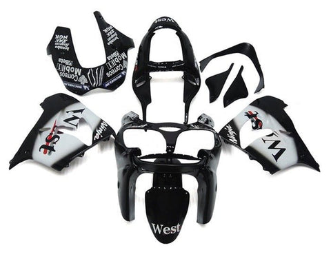 Kawasaki ZX-9R Fairings (2002-2003) Black, White, West at KingsMotorcycleFairings.com