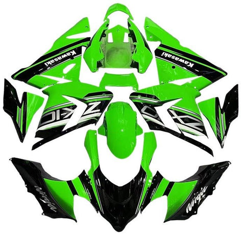 Kawasaki ZX10R Fairings (2004-2005) Black, Green, Silver at KingsMotorcycleFairings.com