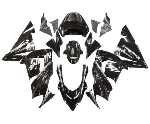 Kawasaki ZX10R Fairings (2004-2005) Black, White Stripe at KingsMotorcycleFairings.com