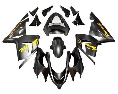 Kawasaki ZX10R Fairings (2004-2005) Matte Black, Yellow at KingsMotorcycleFairings.com