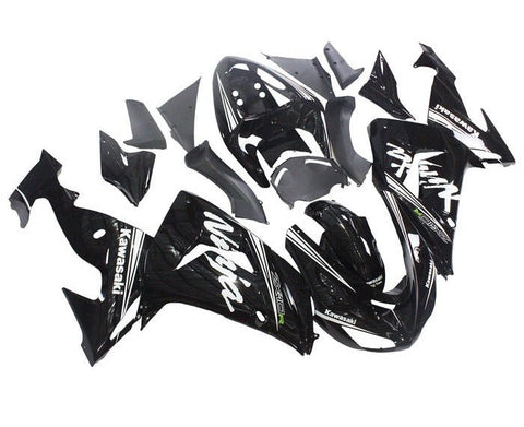 Kawasaki ZX10R Fairings (2006-2007) Black, White Stripe at KingsMotorcycleFairings.com