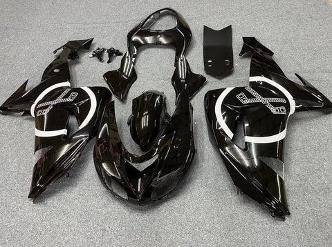 Kawasaki ZX10R Fairings (2006-2007) Black, White, Zipper at KingsMotorcycleFairings.com