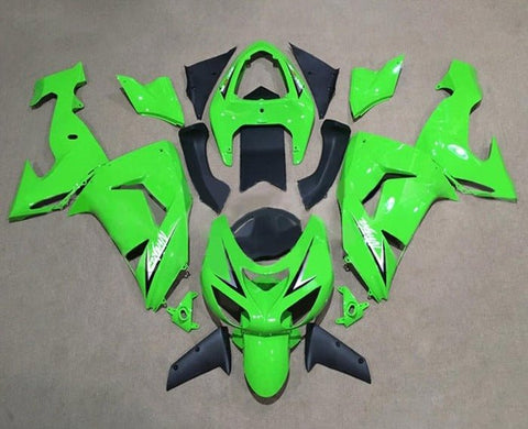Kawasaki ZX10R Fairings (2006-2007) Green, Black, White, Angles at KingsMotorcycleFairings.com