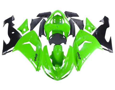 Kawasaki ZX10R Fairings (2006-2007) Green, Gloss Black at KingsMotorcycleFairings.com