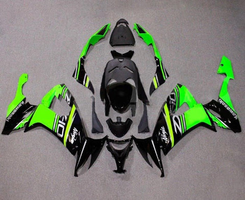 Kawasaki ZX10R Fairings (2008-2010) Black, Green, Silver at KingsMotorcycleFairings.com