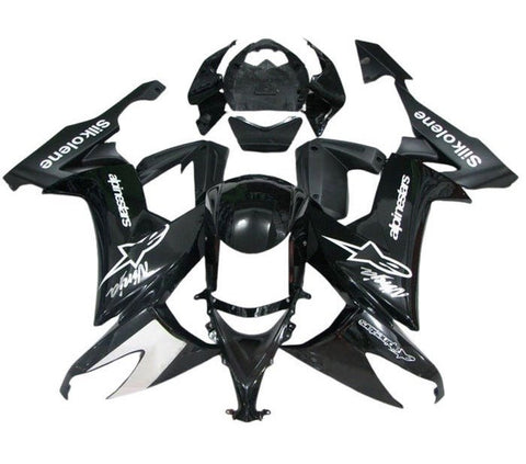 Kawasaki ZX10R Fairings (2008-2010) Black, White Alpinestars at KingsMotorcycleFairings.com
