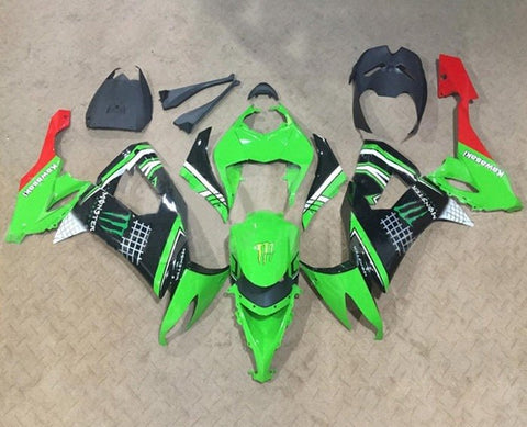 Kawasaki ZX10R Fairings (2008-2010) Green, Black, Hash at KingsMotorcycleFairings.com
