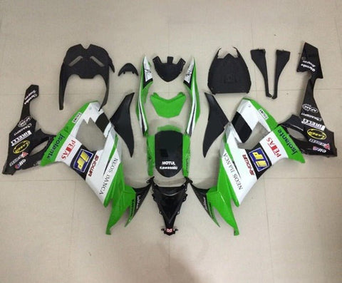 Kawasaki ZX10R Fairings (2008-2010) Green, Black, White, Petas at KingsMotorcycleFairings.com