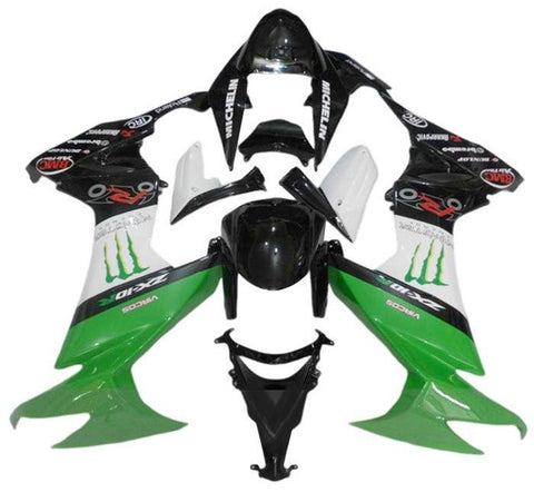 Kawasaki ZX10R Fairings (2008-2010) Green, Black, White, Red, Monster at KingsMotorcycleFairings.com
