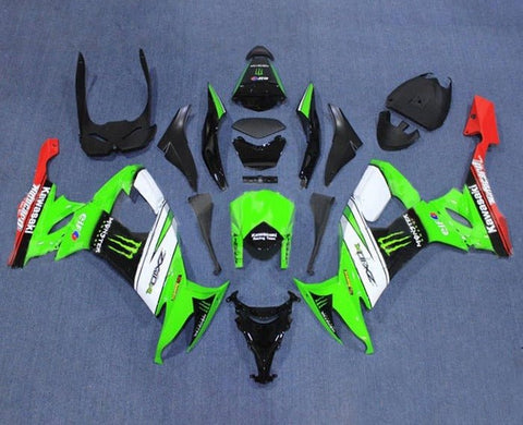 Kawasaki ZX10R Fairings (2008-2010) Green, White, Red, Black at KingsMotorcycleFairings.com