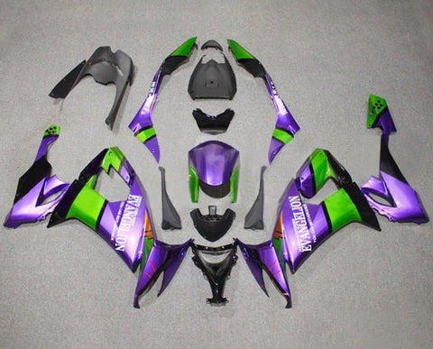 Kawasaki ZX10R Fairings (2008-2010) Purple, Green, Evangelion at KingsMotorcycleFairings.com