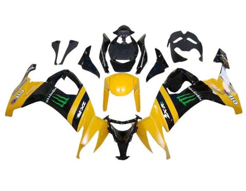 Kawasaki ZX10R Fairings (2008-2010) Yellow, Black, Monster at KingsMotorcycleFairings.com